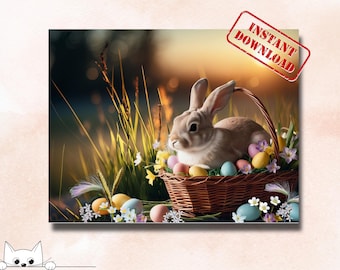 Easter Bunny Greeting Card: 5x7 Printable PDF