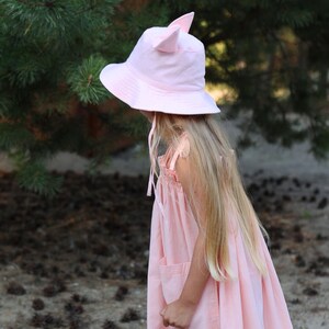 Pink Baby Sun Hat / Brimmed Sun Hat / Kids Hat / Toddler Hat / Newborn Hat / Baby Headwear / Eared Baby Hat / Hat with Ears