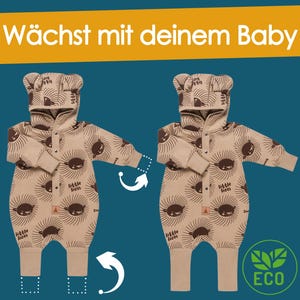 Baby Overall mit Kapuze und Ohren, Strampler Baby, weicher jumpsuit Neugeborene, OEKO-TEX Baby Kleidung, Handmade Geschenk Baby