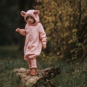 Peach Eared Baby Jumpsuit / Baby Romper / Baby Suit / Newborn Overall / Baby Bodysuit / Baby Autumn Outwear / Baby Coverall with Ears
