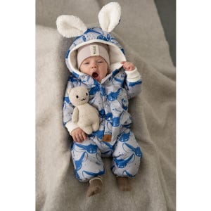 Winter Baby Romper with Fennec Fox Print / Ear Hooded Snowsuit / Cozy Hooded Snowsuit / Baby Suit / Newborn Overall / Baby Outwear
