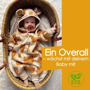 Baby Strampler mit Ohren Kapuze / Mitwachsend / Geschenk Geburt / Baumwolle Unisex
