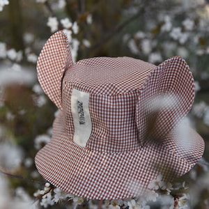 Chequered Baby Sun Hat / Brimmed Sun Hat / Kids Hat / Toddler Hat / Newborn Hat / Baby Headwear / Eared Baby Hat / Hat with Ears