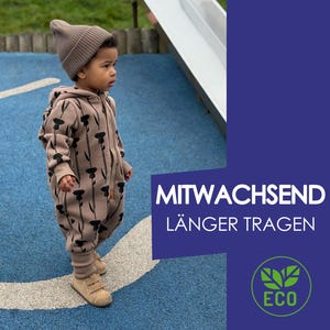 Baby Strampler con Ohren Kapuze / Mitwachsend Baumwolle / Geschenk Geburt