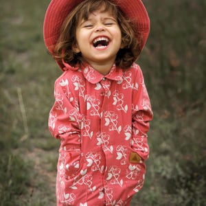 Robe chemise en coton corail : robe d&#39;été pour enfants avec poches