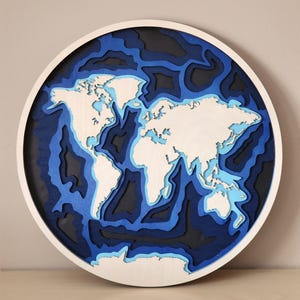 Carte du monde 3D, décoration d'intérieur à 5 couches
