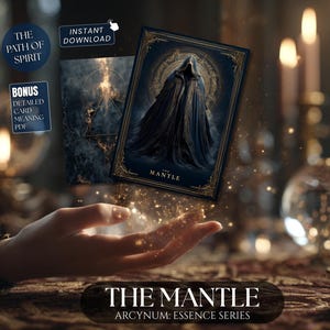 Der Mantel-Tarot-Karte, spirituelles Wasserelement ausgerichtete Kunst, mystischer Schattenschutz, druckbare Orakel-Wand-Dekor PDF, digitaler Download