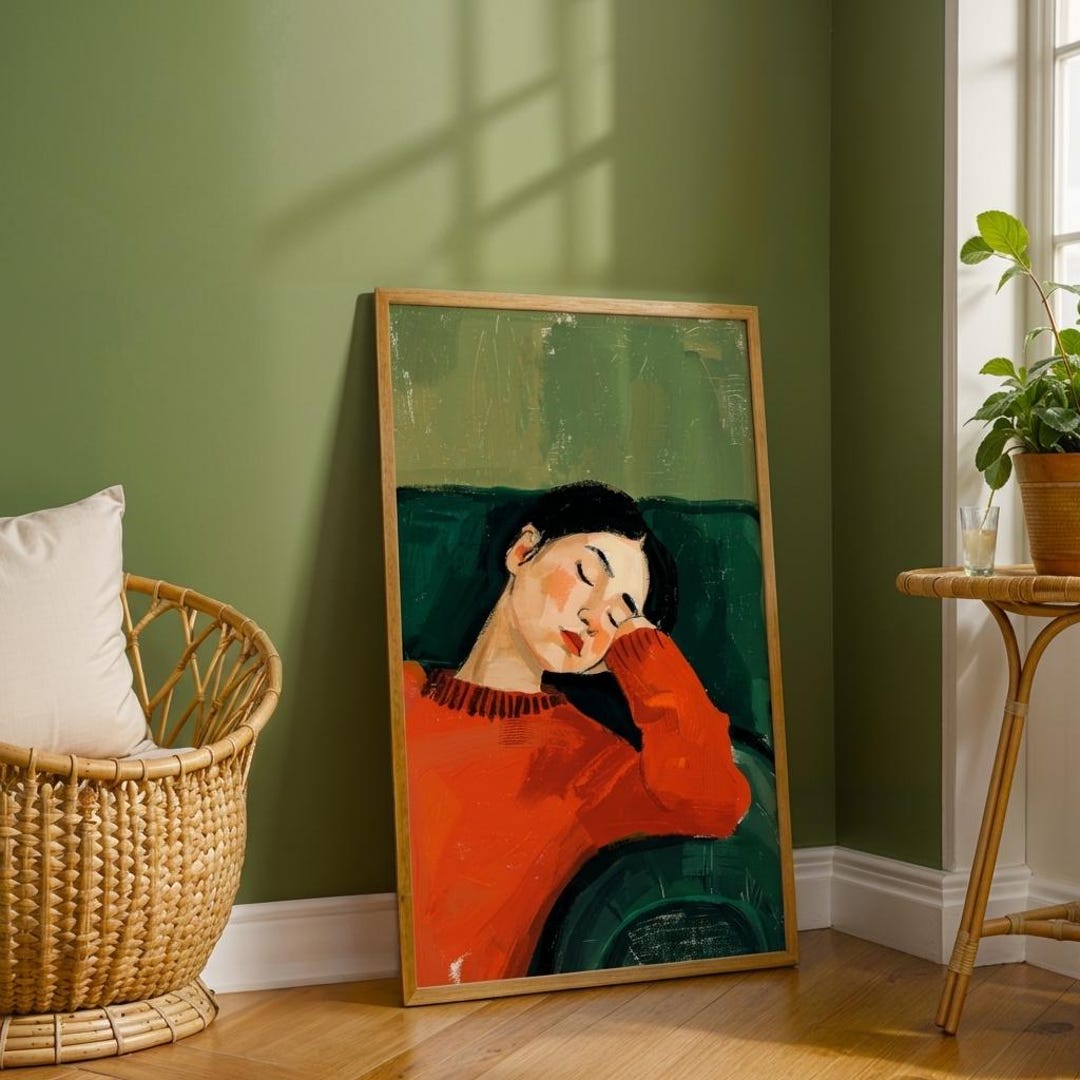 Modern Woman Wall Art Minimalist Portrait Print Contemporary Painting ...