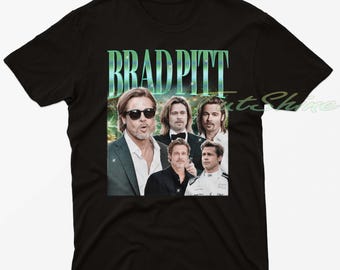 Brad Pitt Collage T-Shirt, Vintage Style Fan Tee