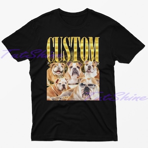 Custom Vintage Pet Shirt - Personalized Dog Bootleg Rap Tee, Retro 90s Graphic T-Shirt, Dog Lover Apparel, Custom Pet Face Design