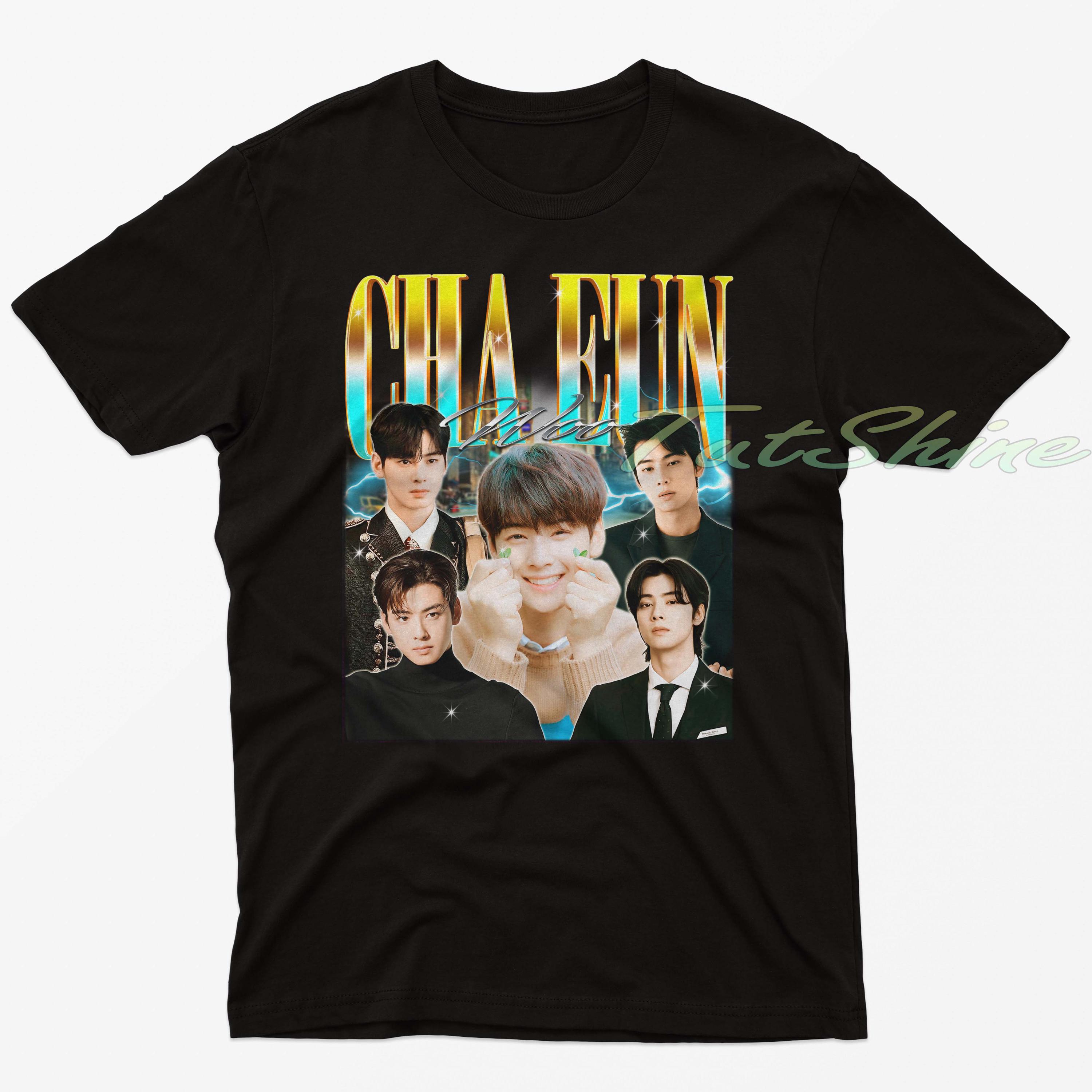 Tシャツ CHA EUN-WOO /ミッキー/アストロノーツ（Lサイズ） WASSUP Astro Boy Silhouette round neck short sleeve T-shirt