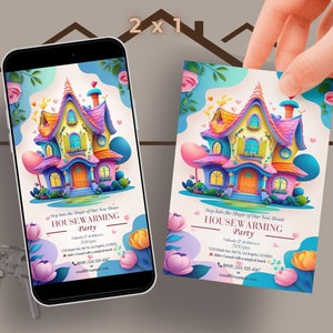 Fantasy Housewarming Invitation Digital, Housewarming invite template, House Warming Invites, New Home, housewarming party, Home Sweet Home