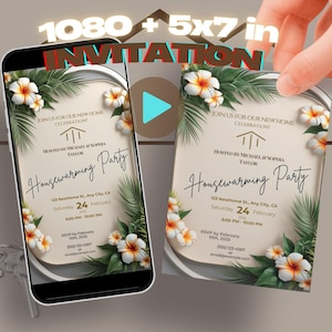 Tropical Digital Housewarming Invitation Template, New House, Home Sweet Home, Housewarming Party Invite, Elegant House Warming Invites