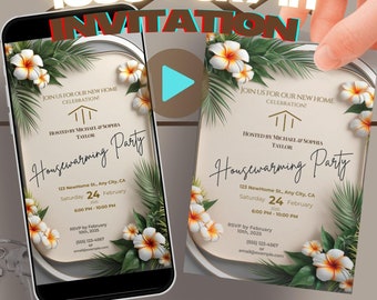 Tropical Housewarming Invitation Template: Elegant New Home (Digital Download)