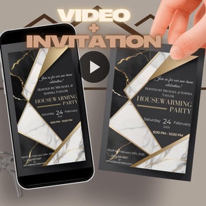Glamorous Digital Housewarming Invitation Template, VIDEO Invite, New Home Sweet Home, Housewarming Party, Elegant House Warming Invites
