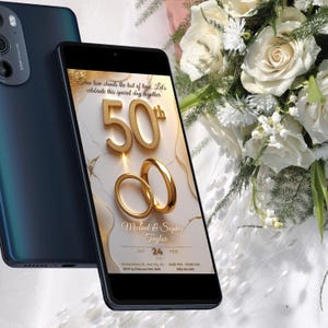 Bezaubernde Einladung zum 50. Hochzeitstag, Goldene Hochzeit Jahrestag einladen, druckbare Einladung zum 50. Hochzeitstag, digitale Einladungsvorlage