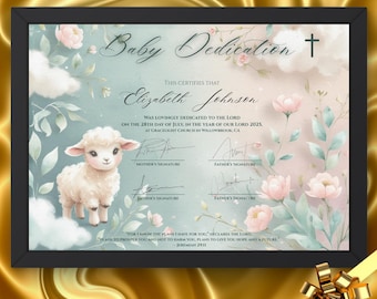 Baby Dedication Certificate | Editable Baby Dedication Card | Baptism Certificate Template | Baby Certificates Church Design