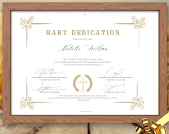 Baby Dedication Certificate | Editable Baby Dedication Card | Baptism Certificate Template | Baby Certificates Church Design