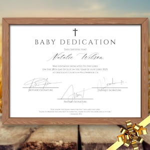 Certificado de Dedicación de Bebé / Certificado Editable Dedicación de Bebé / Tarjeta Certificados de Bebé Certificado de Bautismo Plantilla de Iglesia