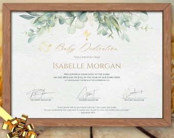 Baby Dedication Certificate | Editable Baby Dedication Card | Baptism Certificate Template | Baby Certificates Church Design