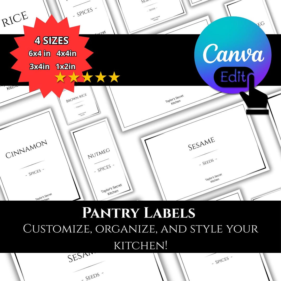 Customizable Pantry Labels and Spice Labels, Organization Done-for-you ...