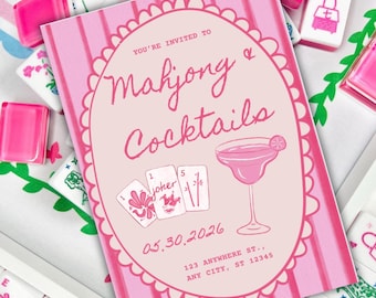 Mahjong Party Invite Customizable | Instant Digital Download | Mahjong Lessons Event