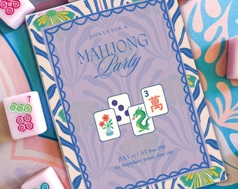Mahjong Party Invite Customizable | Instant Digital Download | Mahjong Lessons Event