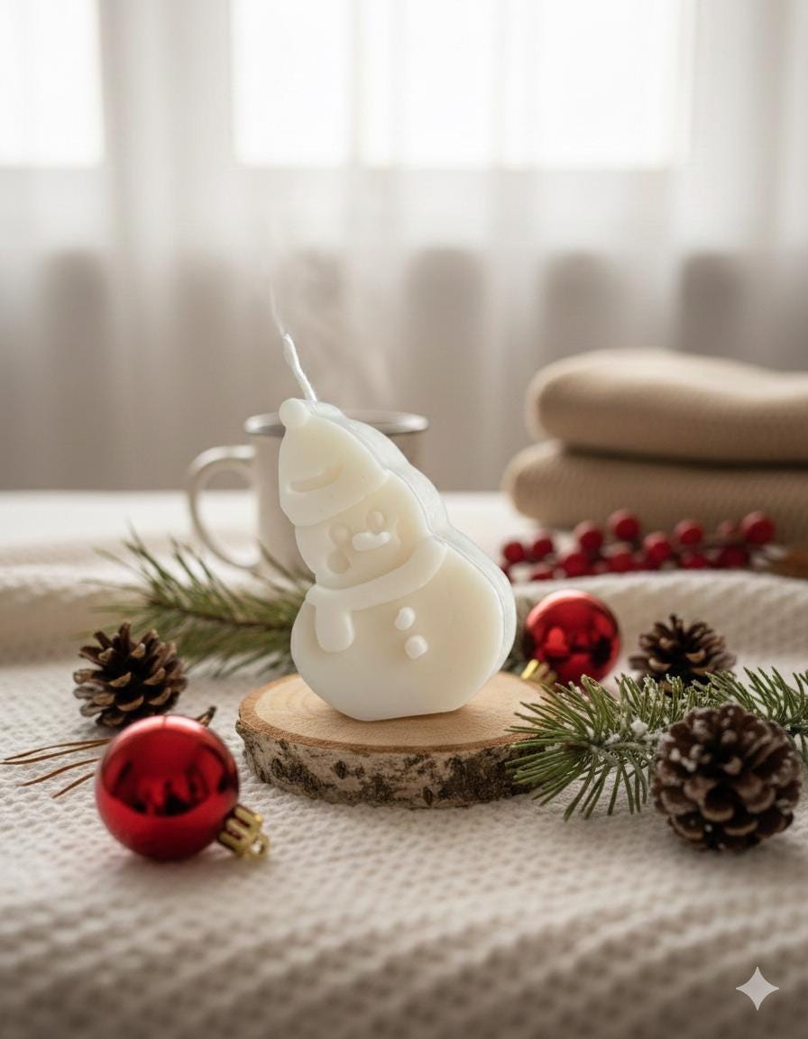 Lot De 12 Bougies De Noël Miniatures - Motifs Bonhomme De Neige, Père Noël, Maison