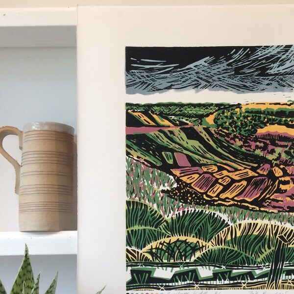 Burbage Edge Linocut Print Original