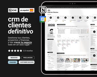 Spanish Plantilla Notion CRM Seguimiento de Clientes | Gestión de Proyectos y Facturas | Planificador Digital para Empresas | Client Tracker