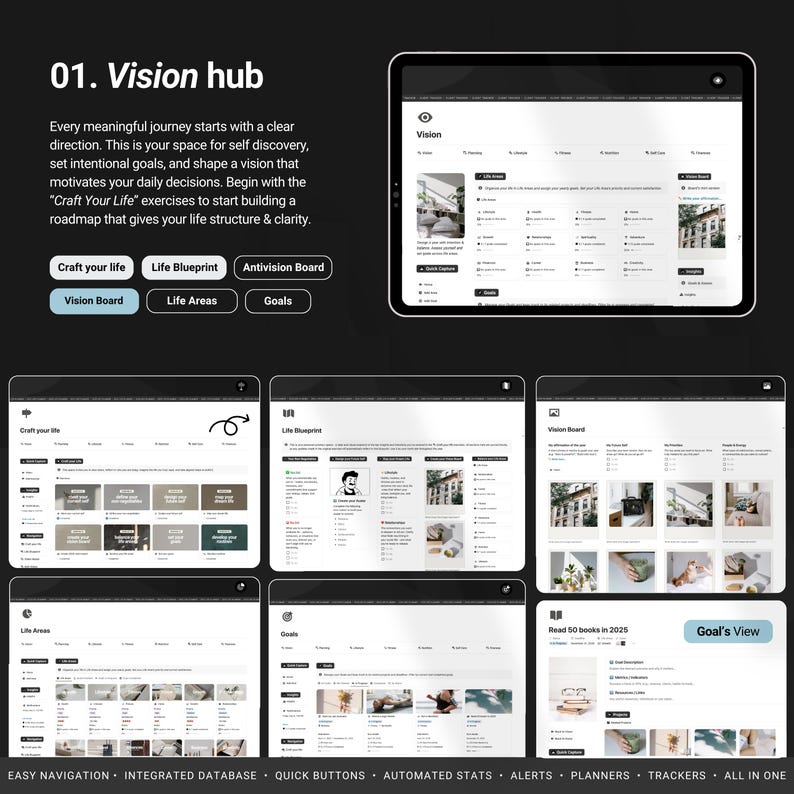 2026 Notion Life Planner | All-in-One Notion Template | Notion Planner Template | Notion Dashboard Aesthetic | Second Brain Digital Planner image 3