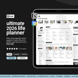 2026 Notion Life Planner | All-in-One Notion Template | Notion Planner Template | Notion Dashboard Aesthetic | Second Brain Digital Planner