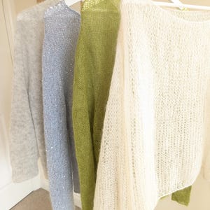 Luxurious Silk-Kid-Mohair Sweater: Boat Neck, Long Sleeves, Straight Fit image 9