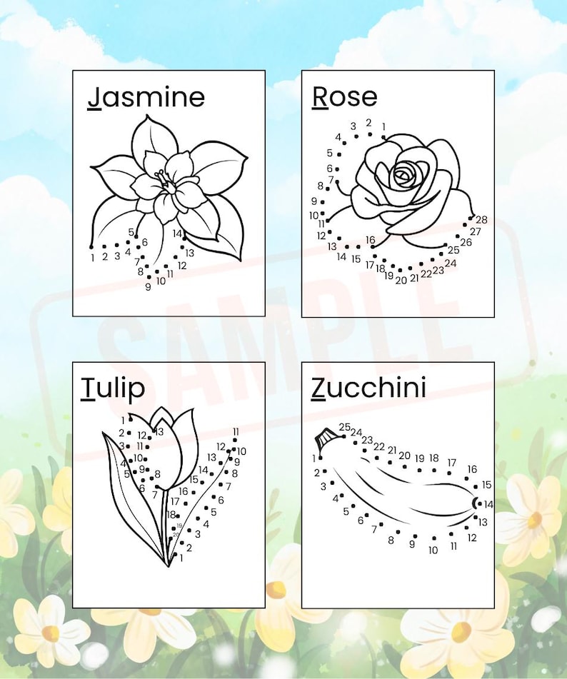 Alphabet Dot to Dot Printable Connect the Dots A-Z Fruit Veggies ...