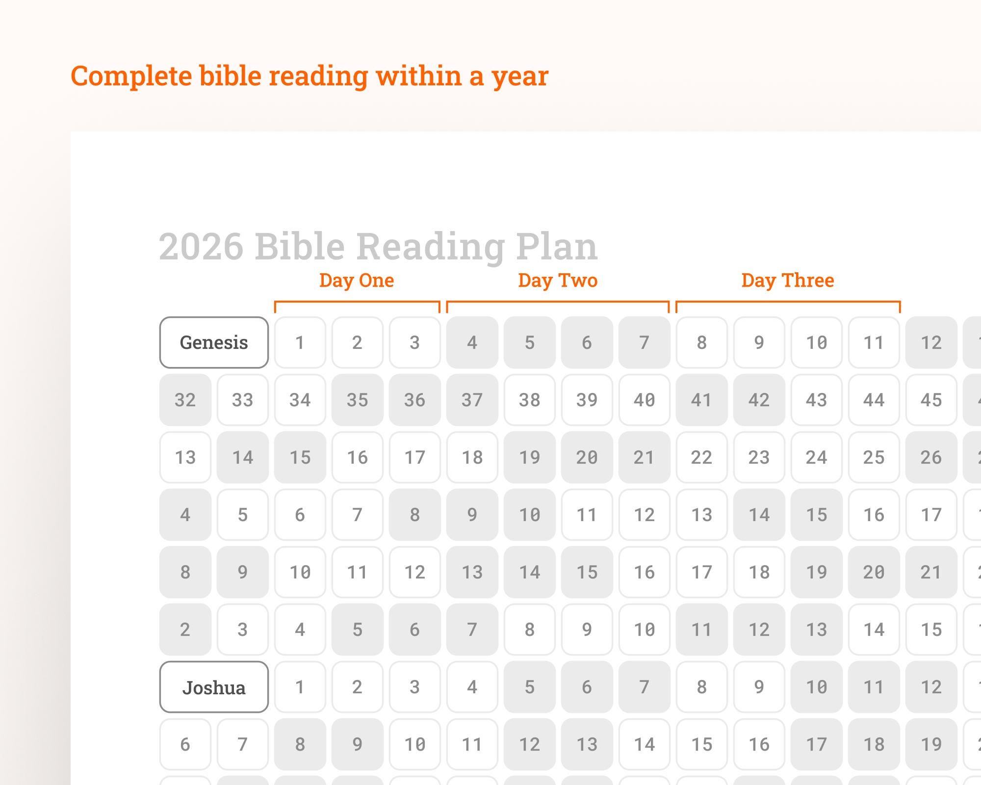 2026 Bible Reading Plan | Single Page | Minimalist Design | Daily ...