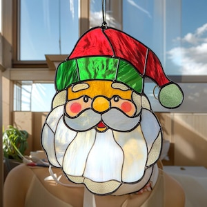 Christmas Acrylic Suncatcher - Faux Stained Glass Christmas Window Hanging - Holiday Home Accent, Gift For Kids Or Family