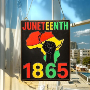 Juneteenth Fist - Acchiappasole in acrilico - Pannello con mappa dell'Africa - Regalo d'arte per finestre sulla storia dei neri