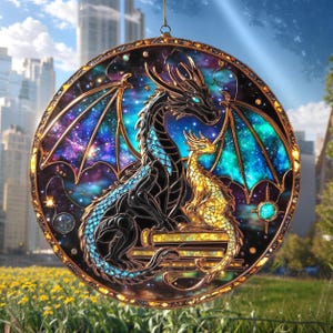 Fourth Wing Dragon Faux Stained Glass Ornament, Book Lover, Perfect Holiday Gift for Children