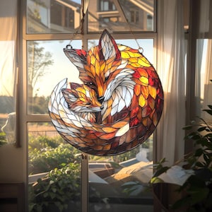 Fox Suncatcher - Cosy Woodland Theme Raam hangend, handgemaakt cadeau dierenliefhebber
