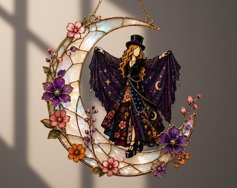 Stevie Nicks Fleetwood Mac Acrylic Suncatcher, Music Band Window Hanging, Faux Stained Glass Art, Rock And Roll Fan Gift