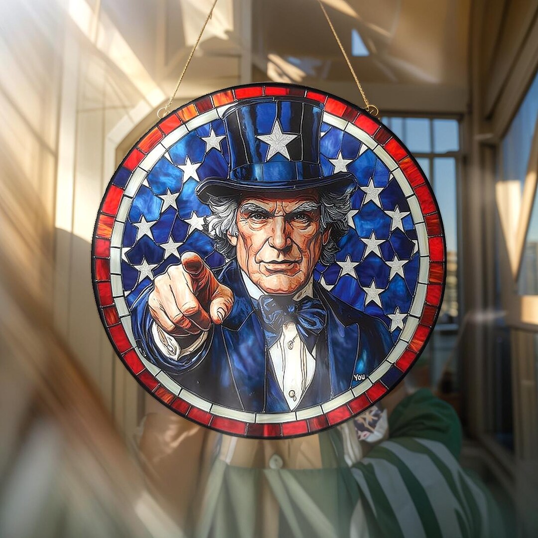 Classic Uncle Sam Suncatcher - Star Spangled Window Hanging - America ...