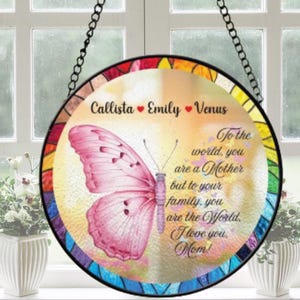 Butterfly Faux Stained Glass Suncatcher, Custom Gift for Her, Suncatcher Window Hanging