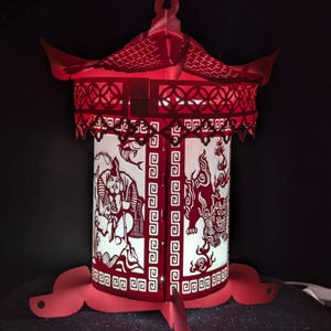 Dioses guardianes, dios shisa y dios de la fortuna, candelabro, linterna JPG, linterna DIY, recorte de papel emergente PNG, adornos