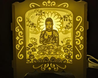 3D-Boeddha pop-up schaduwdoos JPG PNG SVG-sjabloon
