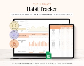 Habit Tracker Spreadsheet Google Sheets Daily Habit Planner Goal Tracker Weekly Habit Planner Monthly Habit Dashboard Daily To Do Template