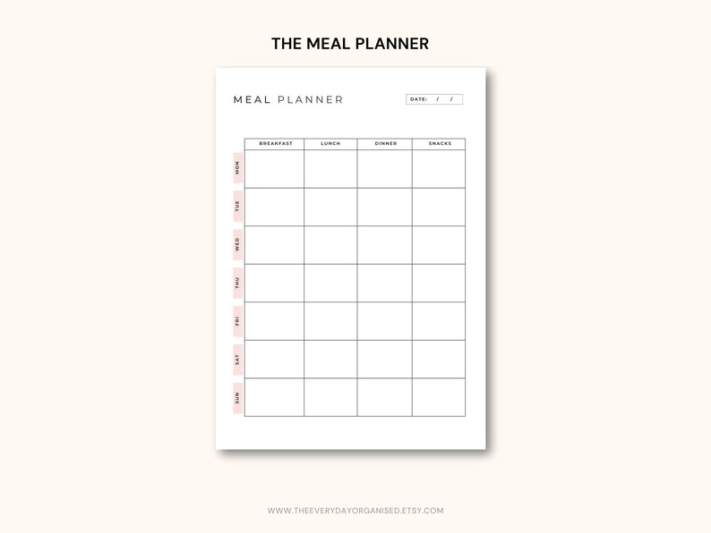 Printable Meal Planner, Weekly Meal Planner PDF, Grocery List Planner, Family Meal Planner, Instant Download Meal Planner, Food Planner image 3