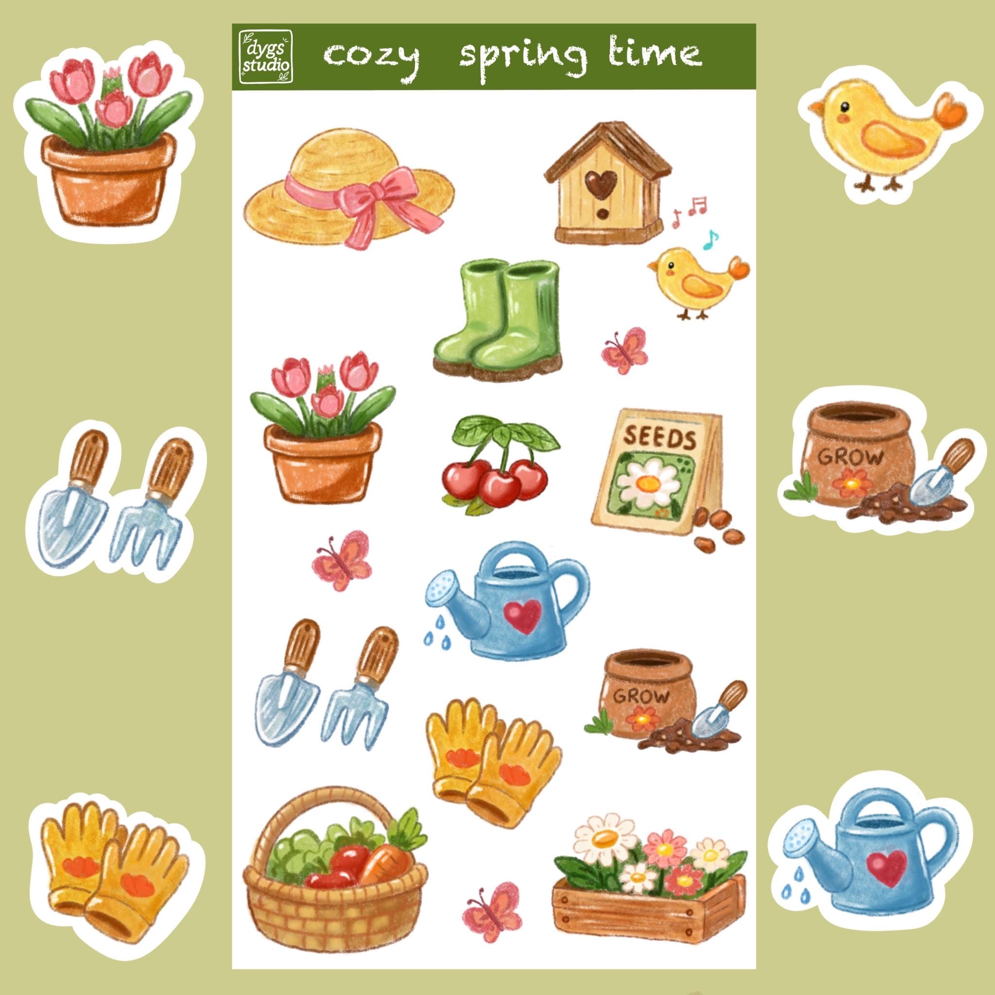 Cozy Spring Time Sticker Sheet Planner,cozy Desing,waterproof Option ...