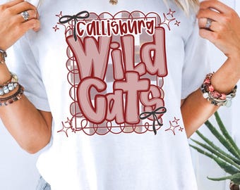 Custom School Spirit Callisburg Wildcats luipaardprint Comfort Colors T-shirt Game Day Football Mom Gift Gift