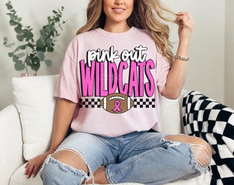 Camiseta de concientización sobre el cáncer de mama Wildcats Pink Out Football Tee Regalo de apoyo para el día del partido