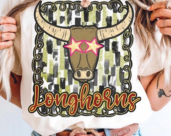 Longhorns Leopard Football Tee: Game Day Comfort Colors Shirt